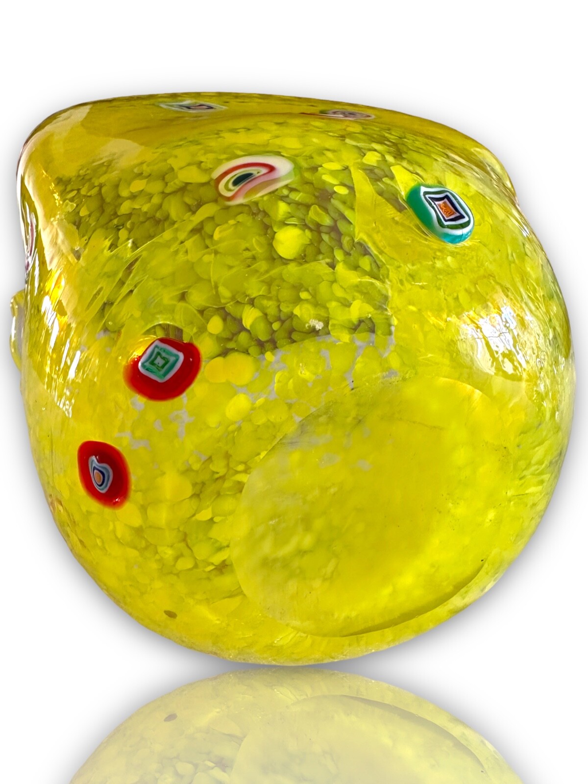 VINTAGE MURANO STYLE MILLEFIORI YELLOW GLASS BASKET ITALY 8" eBay