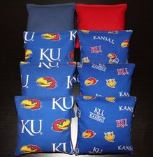 University of KANSAS JAYHAWKS KU CORNHOLE BEAN BAGS All Weather Resin Filled NEW