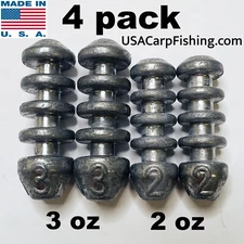 Carp Fishing Method Feeder Lead Sinker Inline Sliding Bolt Rig Pack Bait 2oz 3oz