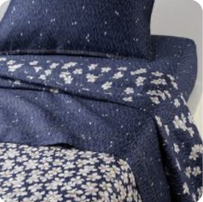 $275 NWT Yves Delorme Nuit Blanche F/QN Flat Sheet Floral Organic