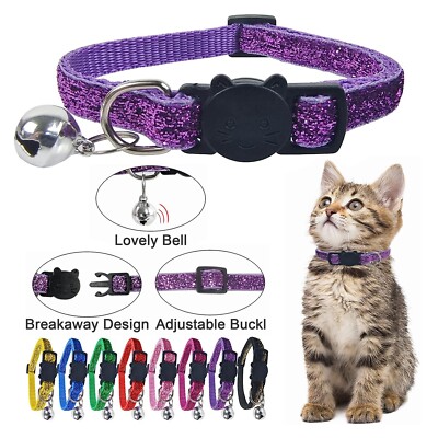 Cat Collar Kitten Safety Release Break Away Pet Dog Cat Bell Collar Adjstable UK