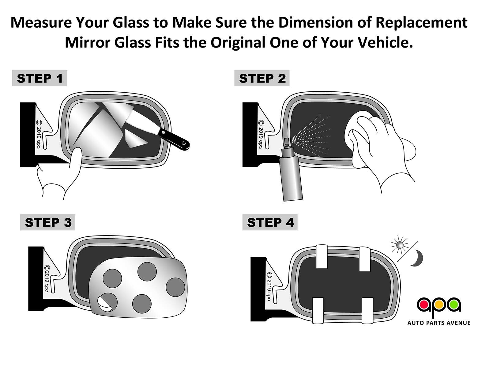 For Mirror Glass with Adhesive Pads 1995-2000 TACOMA Pickup Passenger Right Side