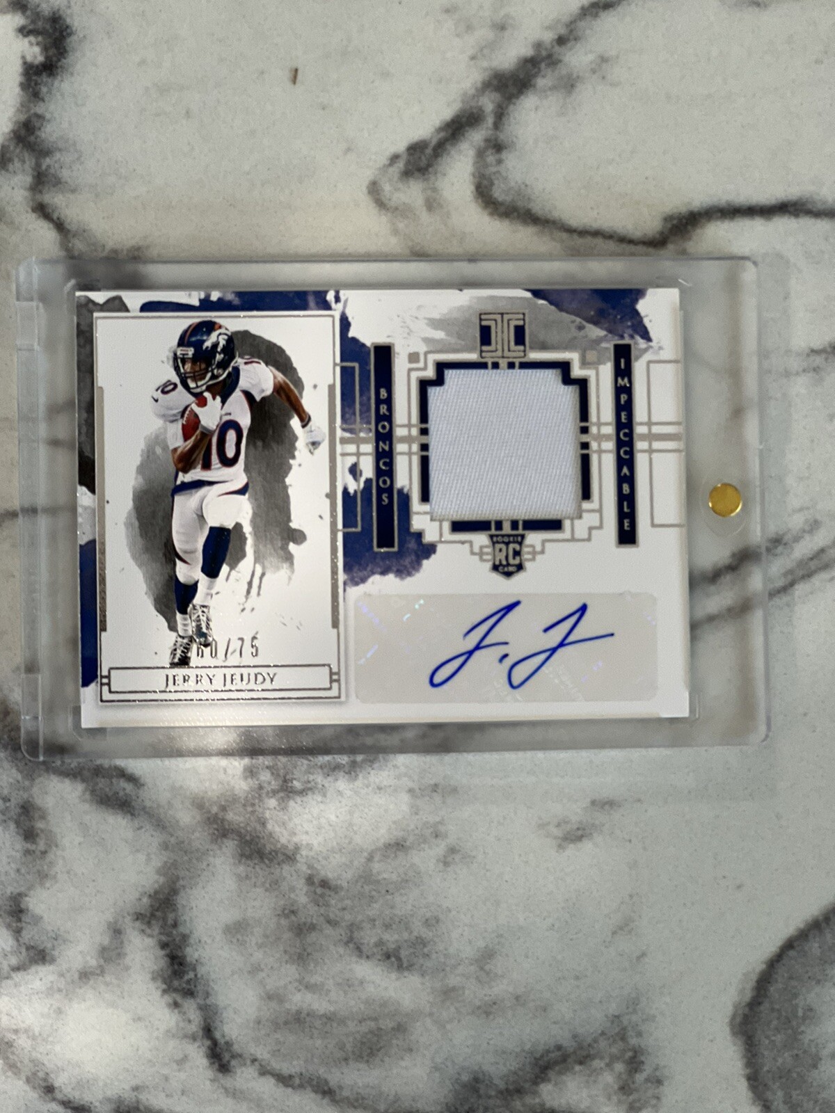 2020 Panini Impeccable Jerry Jeudy Rookie Patch Auto /75 RPA Broncos RC SSP