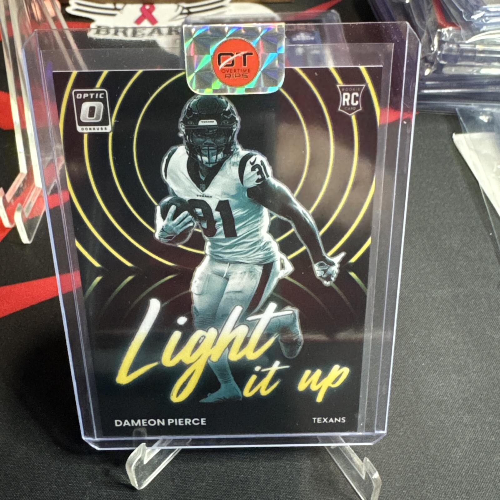 2022 Panini Donruss Optic Dameon Pierce Light It Up Gold Prizm /10 RC Texans