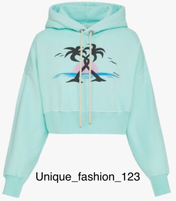 Palm Angels Hugging Palms Cropped Hoodie M Seafoam BNWT Authentic