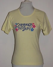 a.s. tees Yellow Crew Neck Short Sleeve "Celebrate The Sun" T-Shirt (XL) NWOT