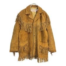 Vintage 70s Schott Western Fringe Suede Leather Jacket Tan Sz 44 USA Hippie 88
