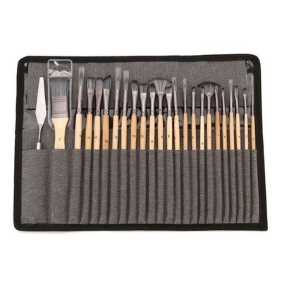 24 Stück Künstler Pinsel mit Rolltasche Tragbar Kunst Set für Anfänger Malen