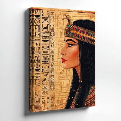 Wall Art Egyptian Queen Portrait Canvas Print Hieroglyphics Ancient Home Decor