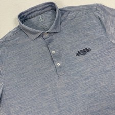 Johnnie O Featherweight Polo Shirt Men s Large Blue Striped Short Sleeve Stretch