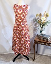 💥Boden Slash Neck Midi Dress Kumquat, Geo Cascade Pockets Stretch Cotton 8🧡