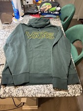 Vans Hoodie Mens Medium Green Pullover Sweatshirt Embroidered Logo Drawstring