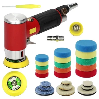 1"2"3" Mini Dual Action Air Sander Kit Random Orbital Polisher Buffer for Car