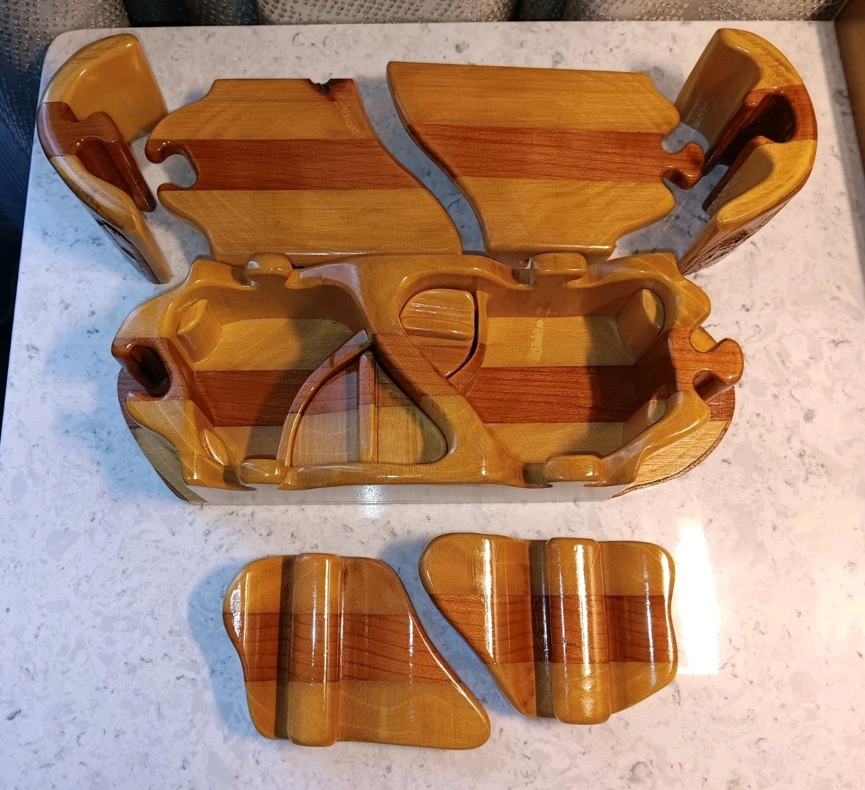 Raw Edge 9 Piece Multi Wood Puzzle Box 