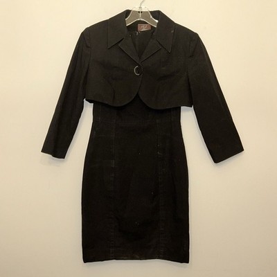 Kay Unger Dress & Cropped Jacket Black Womens size 2 Two Piece Bolero