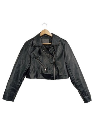 Ci Sono by Cavalini Damen Kunstleder Bikerjacke Schwarz Gr. M Cropped