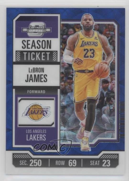 2023 Contenders Optic Season Ticket International Blue Prizm 5/45 LeBron James