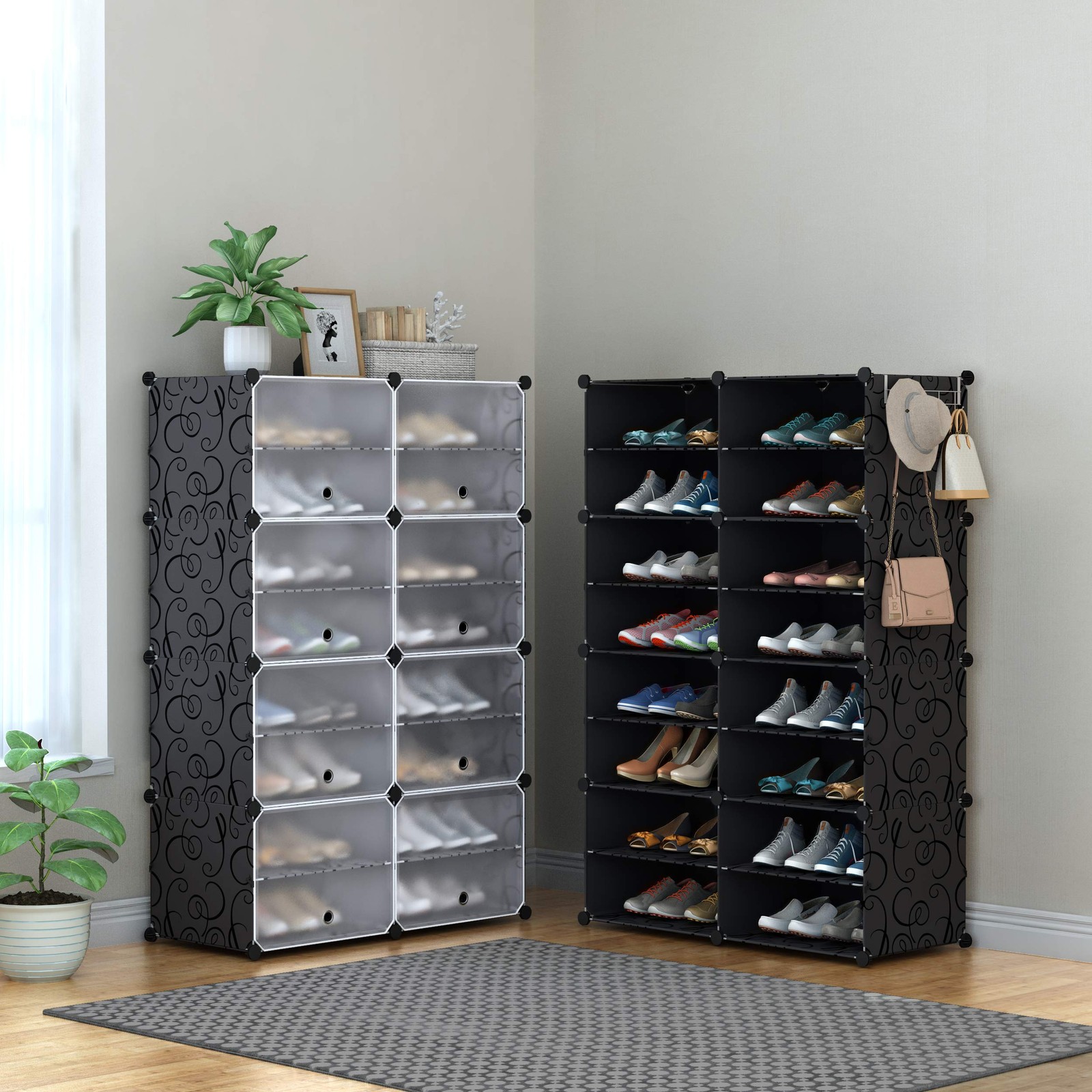 Shoe Rack, 8 Tier Shoe Storage Cabinet 32 Pair Plastic Shoe Shelves Organizer...