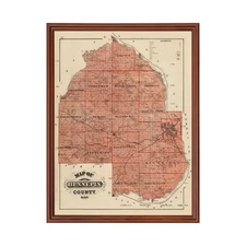 Old Map of Hennepin County, MN 1874 - Vintage Minnesota Art