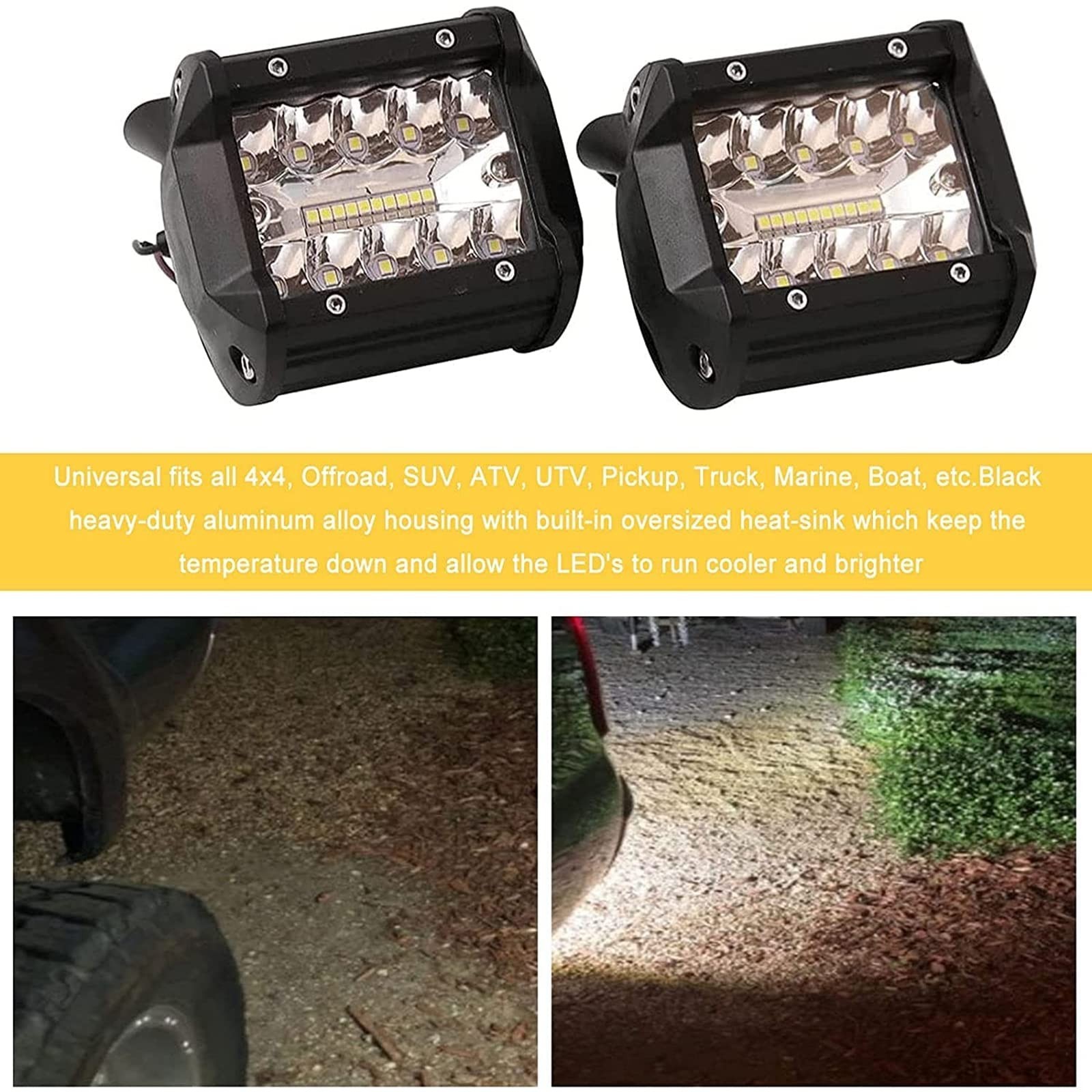 RYANSTAR RACING Tow Hitch LED Lights 2 PCS 4 Inch 60W Led Pods,2.5 Inch Tow H...