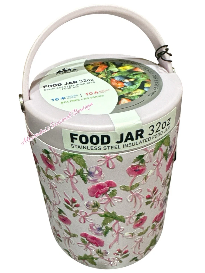 Tarro de alimentos aislado HydraPeak termo 32 OZ lavanda, floral y cinta nuevo Foto 3 de 4