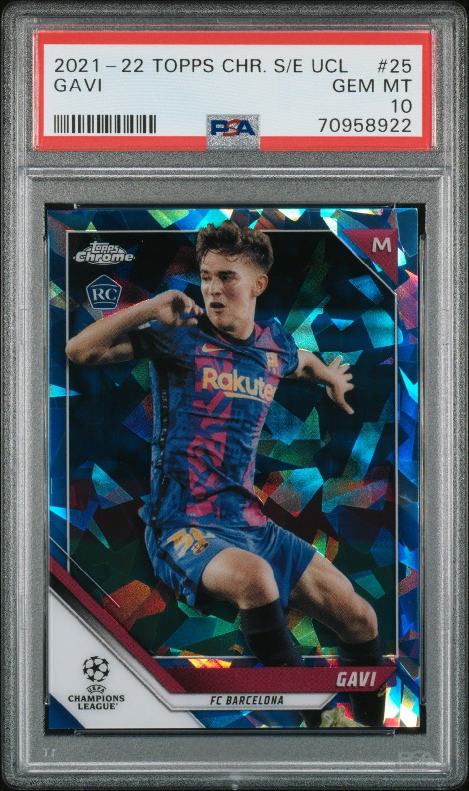 Gavi 2021-22 Topps Chrome Sapphire UCL PSA 10- Rookie RC #25 view 1