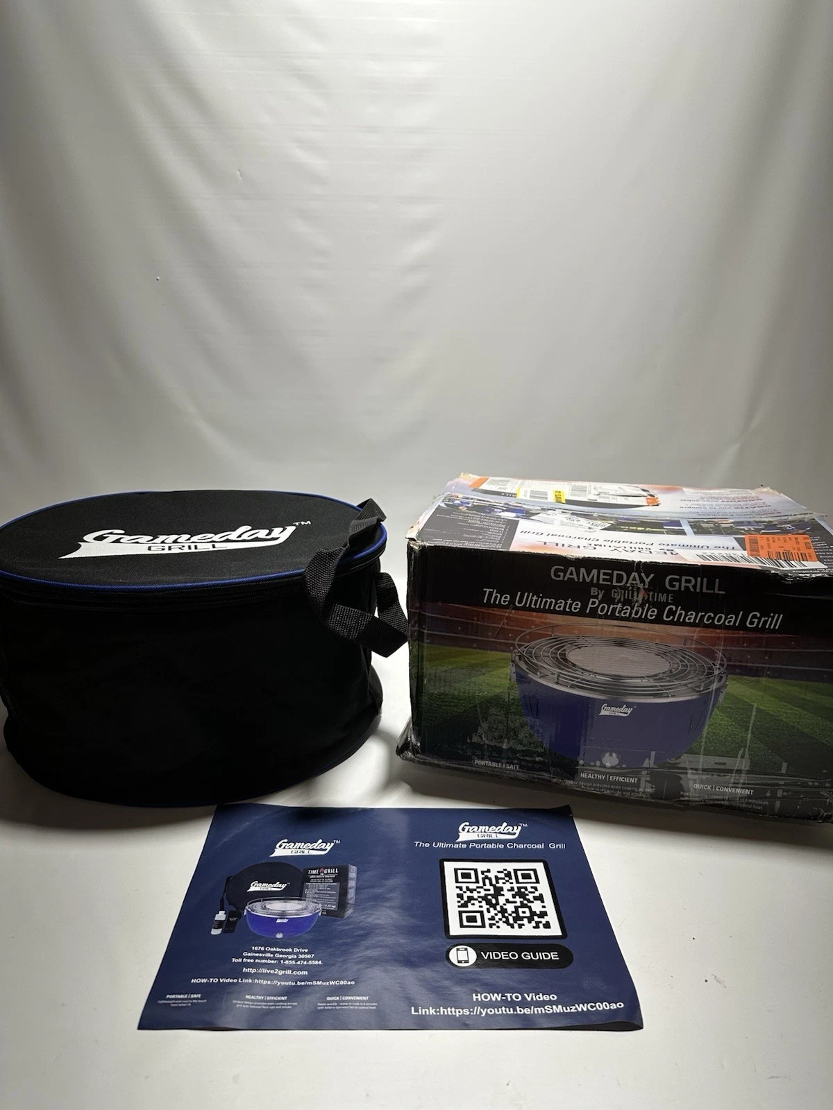 Grill Time Tailgater Game Day Tabletop Portable Charcoal Grill in Blue