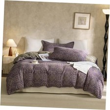 Purple Green Floral Duvet Cover Queen Queen 90"x90" Jacquard Purple Green