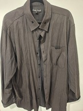 MEN'S FORTINO LANDI FRENCH CUFF DRESS SHIRT GEOMETRIC DESIGN - SIZE 19 US