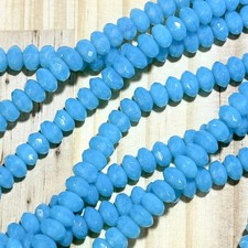 Czech Glass Rondelle Spacer Beads 4x7mm Aqua Blue Opal tire/donut 42pcs J780