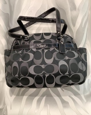 COACH Signature Diaper Baby Bag Large Tote Purse Gray/Black