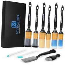 10PCS Car Detailing Brush Set,Boars Hair Car Cleaning 10pcs detail brush gold