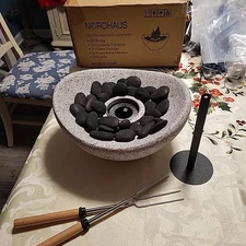 Nordhaus 11” Concrete Tabletop Modern Fire Pit Bowl Indoor & Outdoor Use