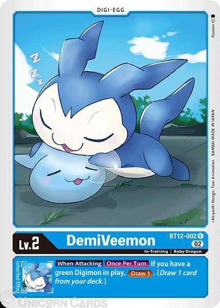 BT12-002 DemiVeemon : Uncommon Non-Foil Digimon Card : Beginning Tutorial Demo D