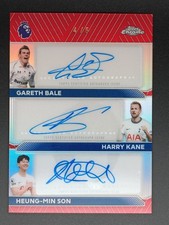2025-26 Topps Chrome Bale / Kane / Son Triple Auto Red Refractor 4/5 SSP