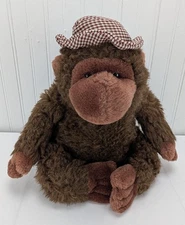Good Stuff Brown Monkey Plush Gorilla Ape 12" Stuffed Animal Houndstooth Hat
