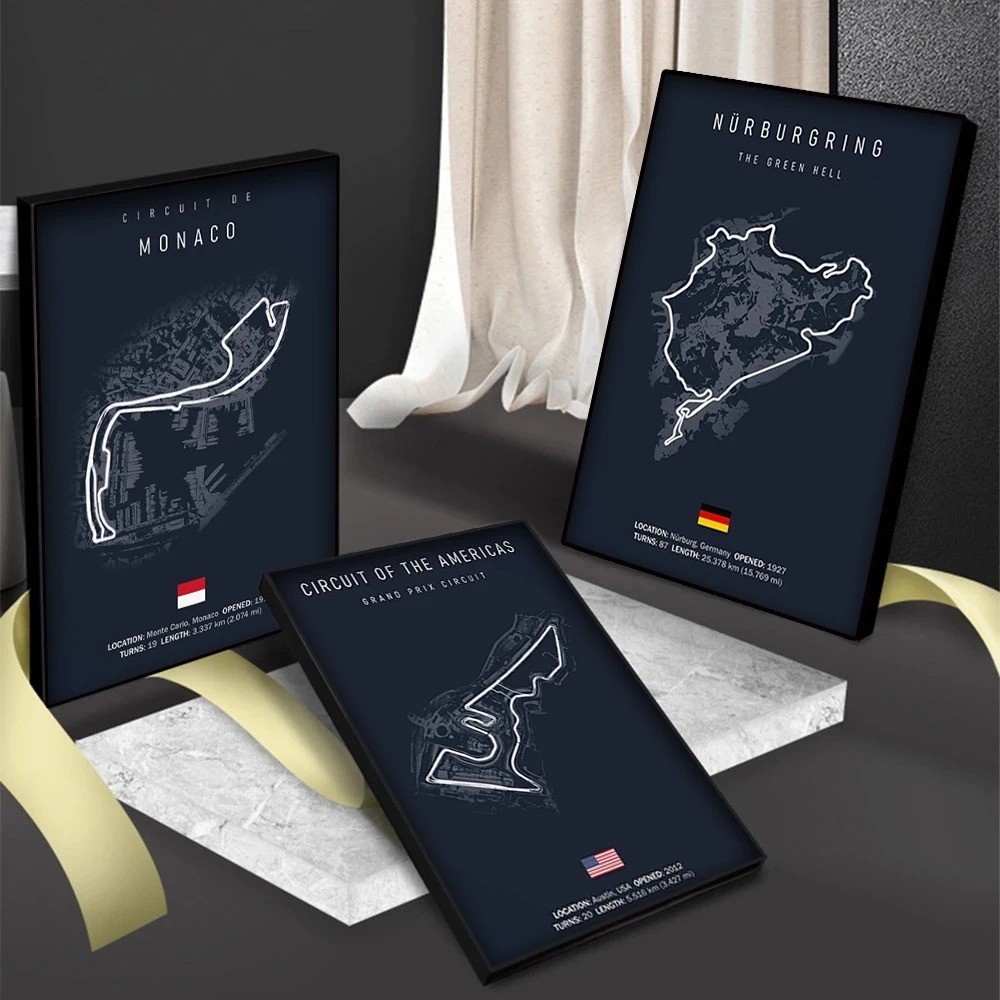 Póster en lienzo de circuito de F1 Imola Monaco pista de carreras arte de pared deportes de motor impresión
