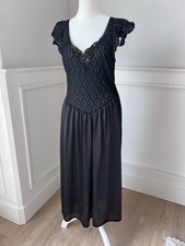 Vintage Cinema Etoile Black Lace Nightgown Size L