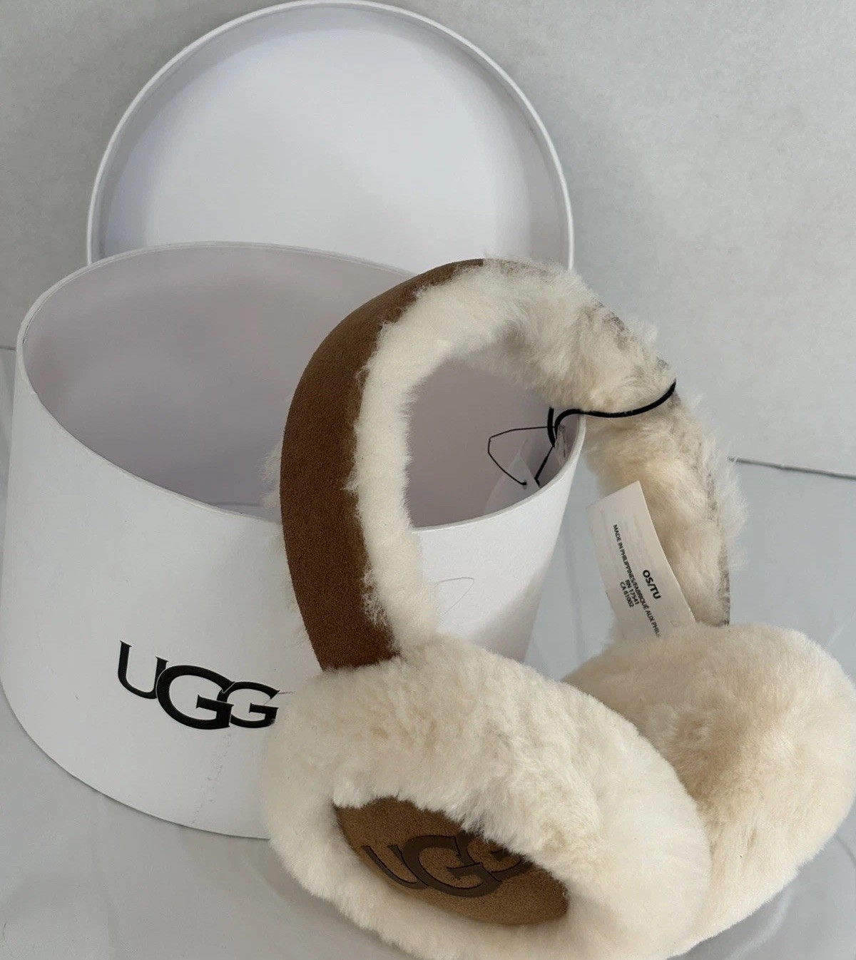 UGG Sheepskin Earmuffs Chestnut Women’s Genuine Shearling Logo A4 image 2
