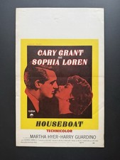 HOUSEBOAT 1958 Window Card Movie Poster Sophia Loren Cary Grant 14x22