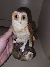 Vintage Hand Painted Ceramic OWL On Tree Branch 6" Tall