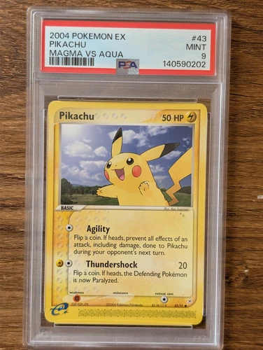 2004 Pokemon EX Team Magma vs Aqua PSA 9 Pikachu #43 Non-holo FRESH SLAB