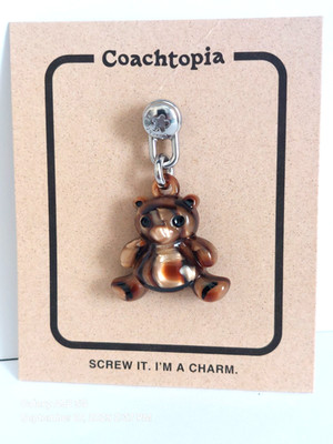 NWT Coach COACHTOPIA Resin Brown Teddy Bear Screw-On Bag Purse