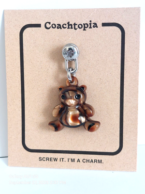 NWT Coach COACHTOPIA Resin Brown Teddy Bear Screw-On Bag Purse