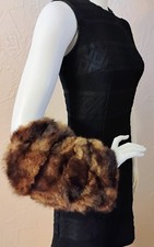 VTG 1950's Brown MINK MUFF PURSE with Wristlet