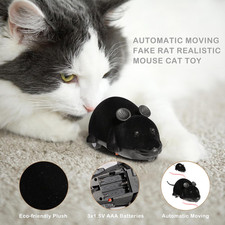 Auto Moving Mouse Cat Toy, Interactive Cat Toys Wireless Electronic Fake Mous...