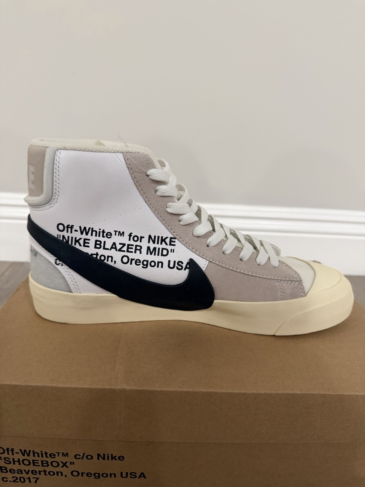 Nike Off-White Blazer Mid THE 10 AA3832-100 White Black Muslin 2017 thumbnail 3