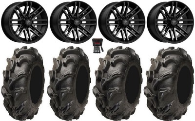 MSA Black Rogue 14'' UTV Wheels 27'' Mega Mayhem Tires Honda Pioneer