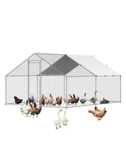 VEVOR Metal Chicken Coop 9.8x13.1x6.5 ft Large Walk-in Chicken Runs Cover Spire