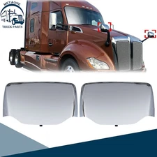 Chrome Hood Mirror Cover For Kenworth T680 Peterbilt 579 587 Left & Right Side